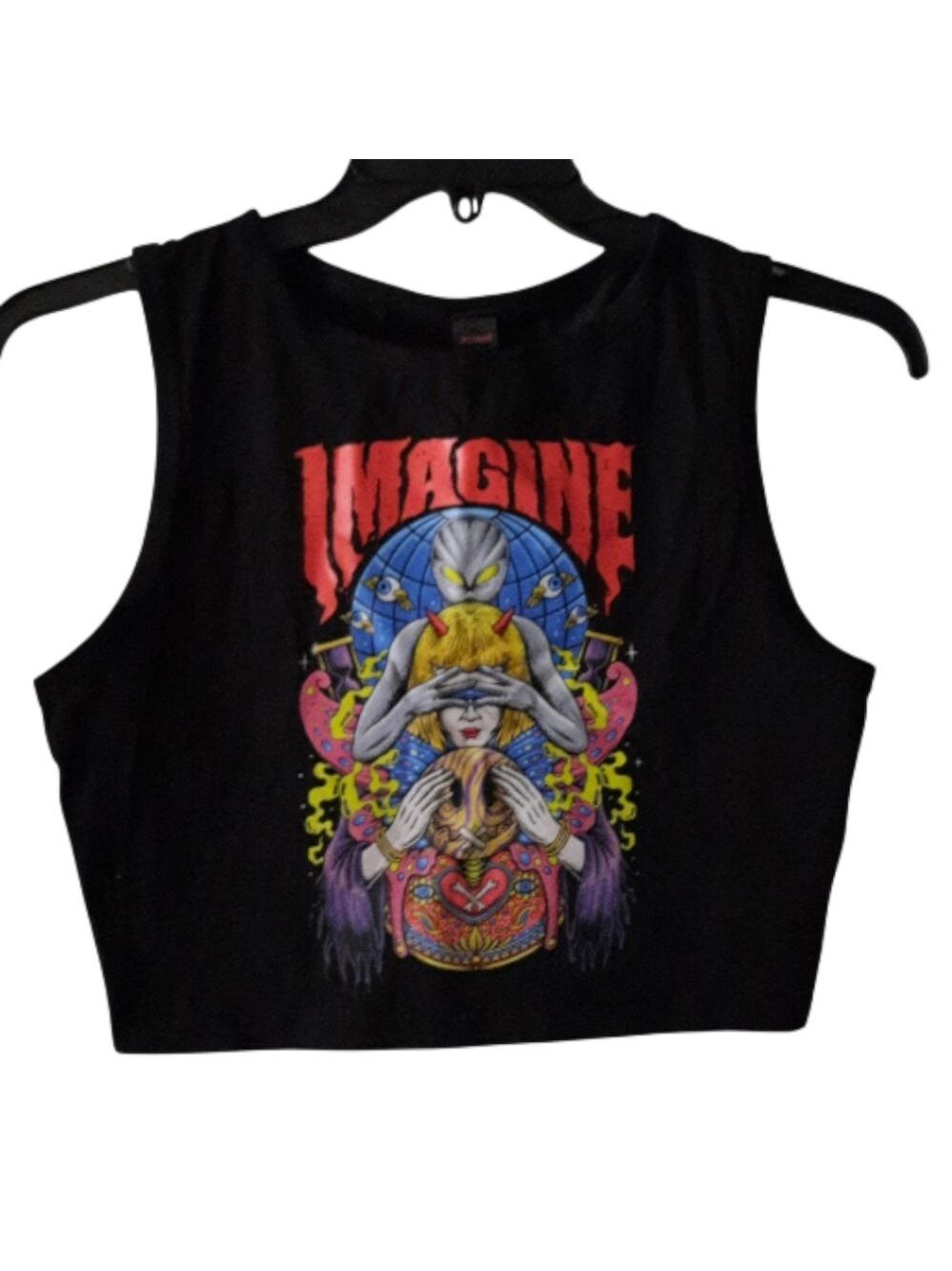 Romwe Black Cropped Top Large NWT